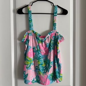 Lilly Pulitzer Blue Ibiza Jia Tank Top Size Large